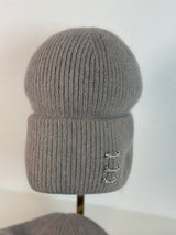 Beanie hat with angora wool mustard yellow