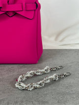 Taschenanhänger Kette Silber mit Perlen