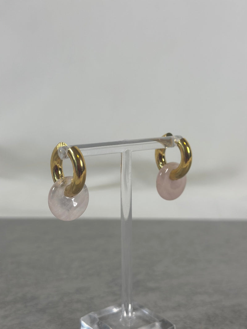 Ohrringe Creolen mit abnehmbarem Stein in Rosa
