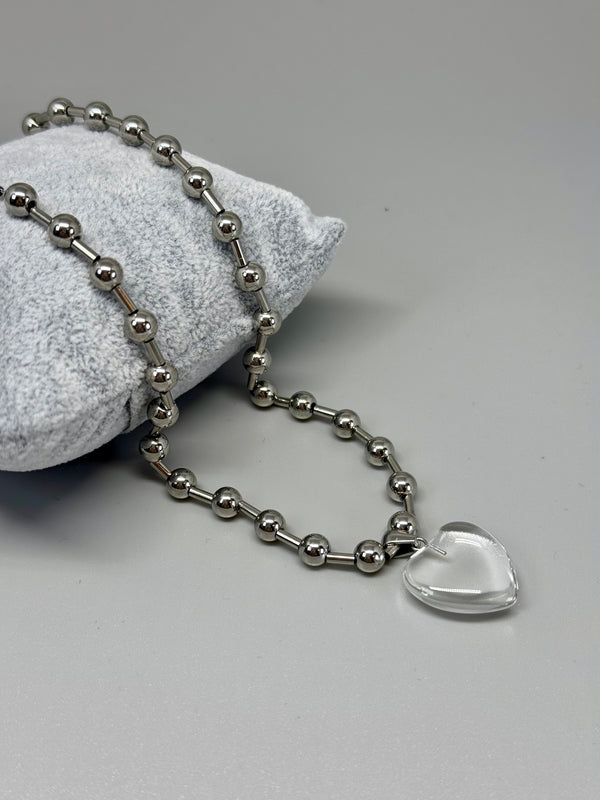 Halskette mit Herz und grober Kette silber