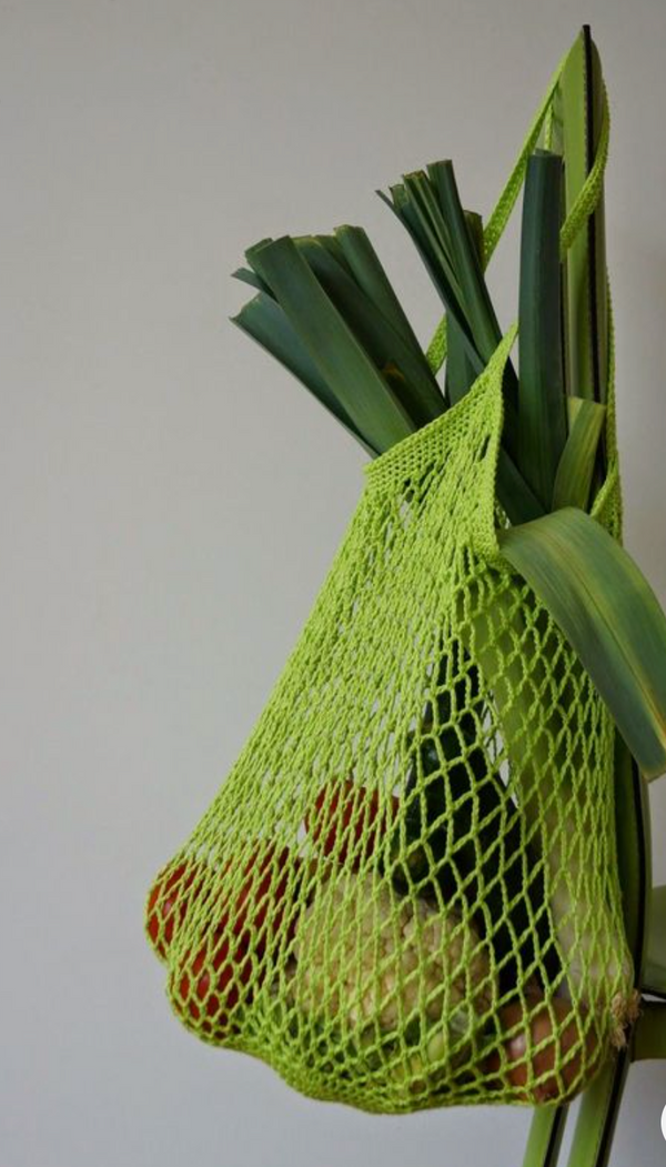 Happy Onion hat wiederverwendbare Netztaschen, dieses Modell ist grün ind perfekt für den Einkauf.